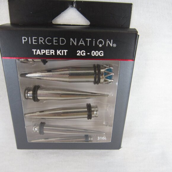 Pierced Nation Stainless Steel Taper Kit 2G - 00G 316L Faux Blue Gem - Picture 2 of 7